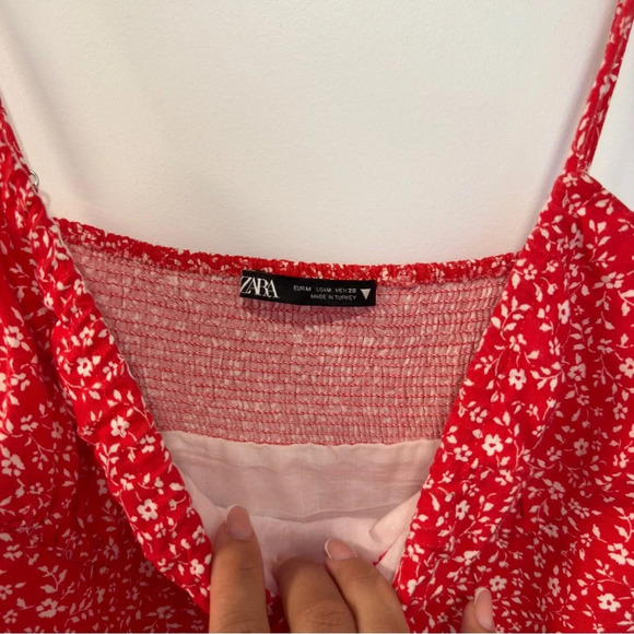 Zara Red Floral Midi Dress - Picture 7 of 11